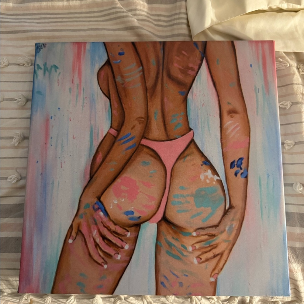 Contemporary Pink Bikini Canvas Art Print 16x16